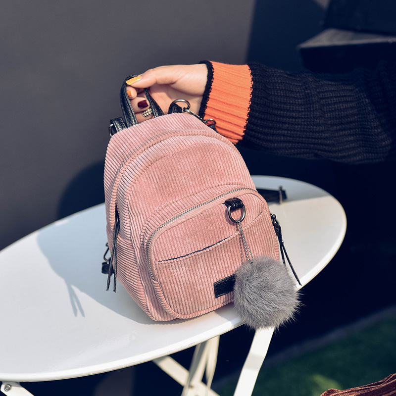 Small Women's Backpack Shoulder Bag Hairball Casual Backpacks Girls Ladies School Bag Mochilas Student Shoulder Bags