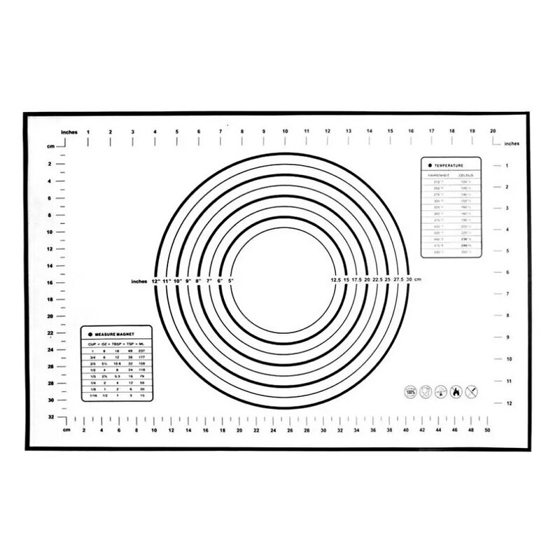 1pc grote siliconen bakmatten, antiaanbakmat, deegmat voor cake, pizza, kneedmat, 60 x 40cm siliconen bakvormen met maatverdeling: Zwart  - 60 x 40cm