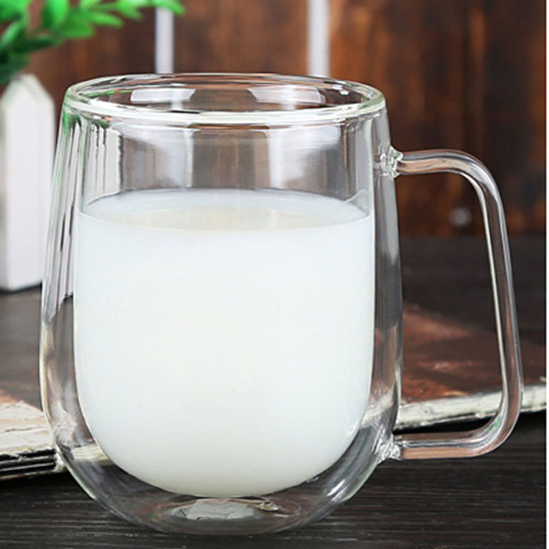 250ml double wall tea cup coffee cups with handle lid