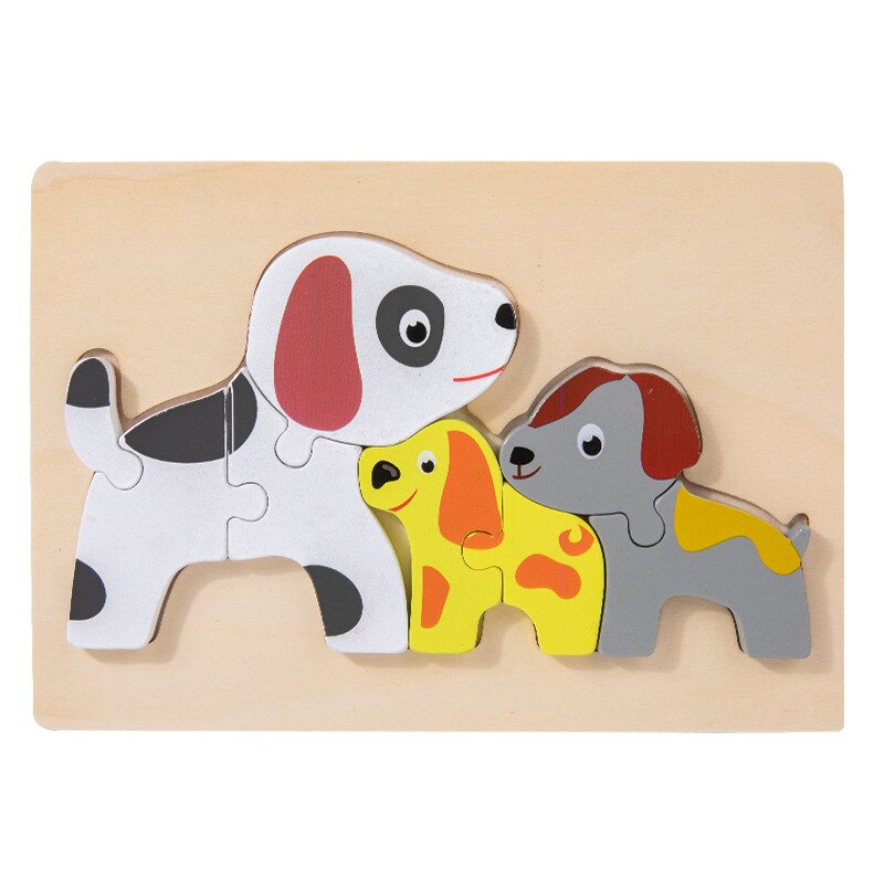 Kids 3D Puzzles Jigsaw Wooden Toys For Children Cartoon Animal Traffic Puzzles Intelligence Children Early Educational Toys: dog