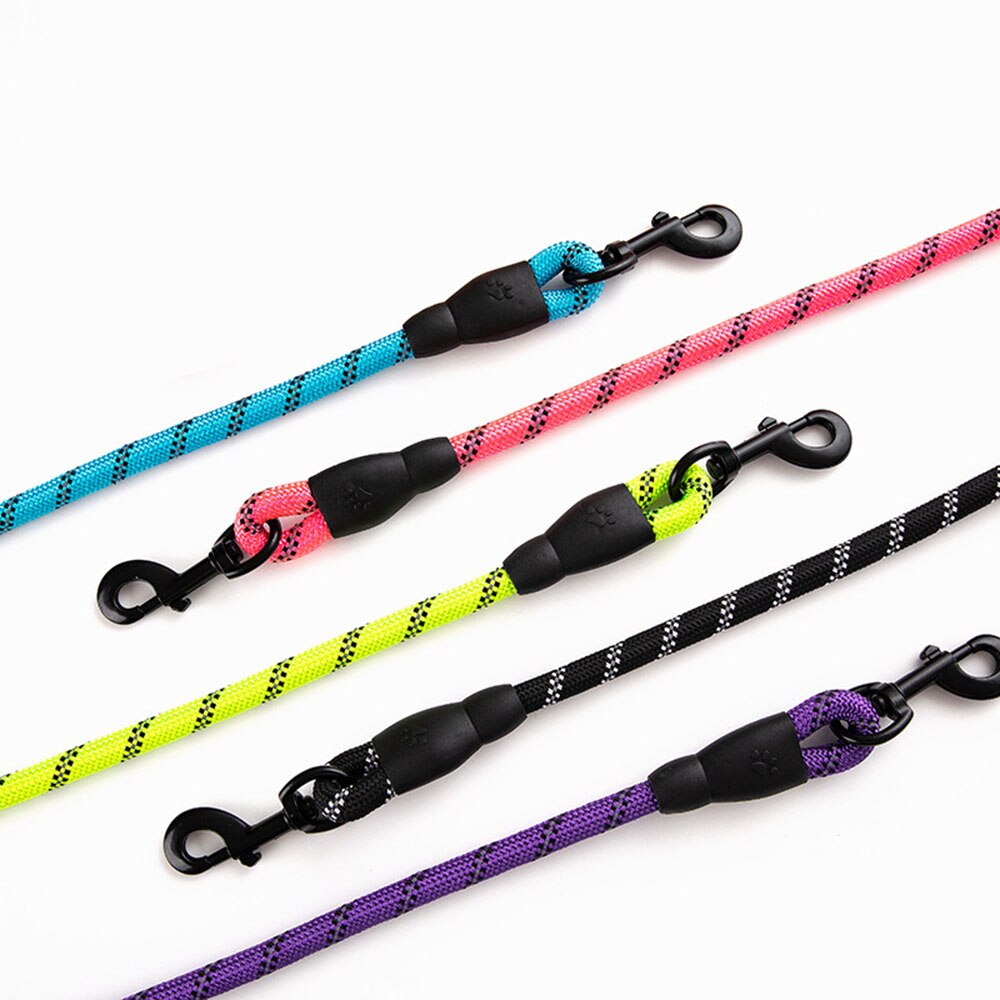 Durable Dog Leash Golden Retriever Medium Large Dog Collar Leash Reflective Lead Nylon Round Rope for Labrador Husky Rottweiler