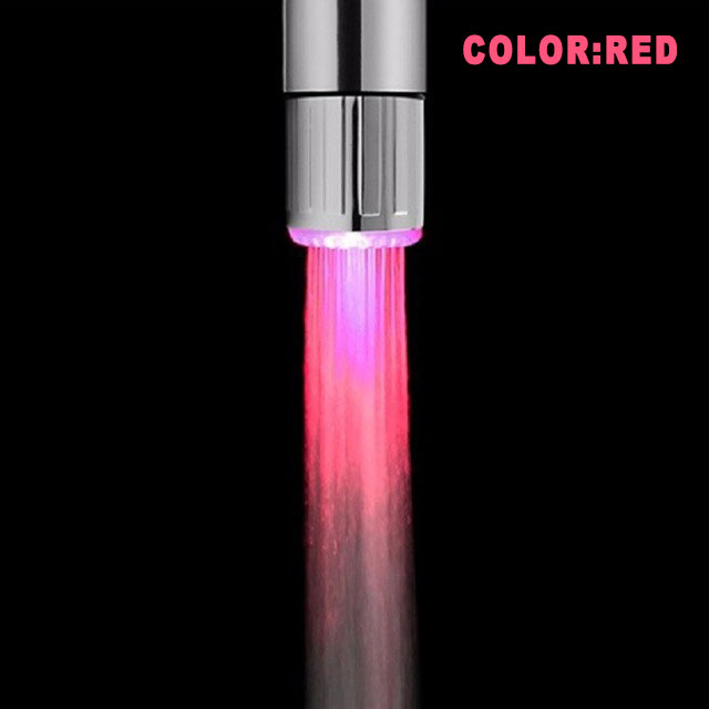 EHEH LED Kitchen Faucet Aerators 3-color Sink Faucet Power Shower Light Temperature control Kitchen Tap RGB faucet Shower Head: RED