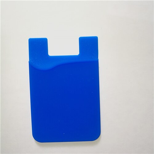 1PCS Silicone Card Cover Mobile Phone Back Pocket Women Men Card Case Elastic Non-slip Cell Phone Stick Adhesive Card Holder: Blue