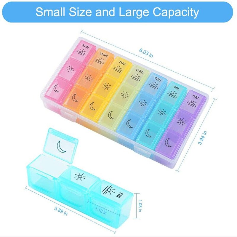 21 Grids 7 Dagen Wekelijkse Pillendoosje Geneeskunde Tablet Dispenser Organizer Pillendoosje Splitters Pill Organizer Container