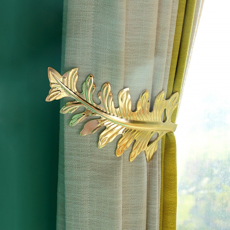 2 pièces rideaux décoratifs, grande feuille Vintage U forme mur monté fenêtre rideau draperie Tieback crochet