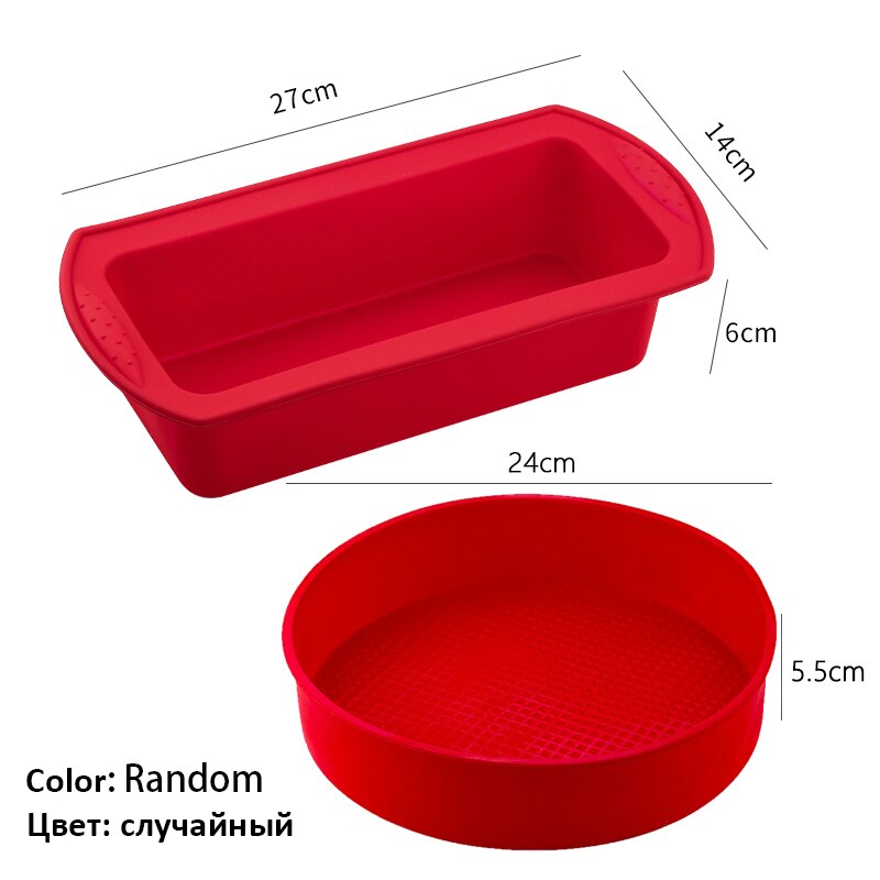 Siliconen Ronde Rechthoekige Mold Set Siliconen Cake Toast Brood Lade Mold Non-stick Kleur Willekeurige Bakken Tools: Chocolade