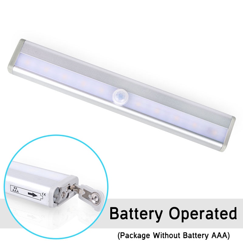 Goodland Motion Sensor LED Nachtlampje 10 LEDs Draadloze LED Kast Verlichting 4 * AAA Batterij Tafellamp Kast Boekenkast licht