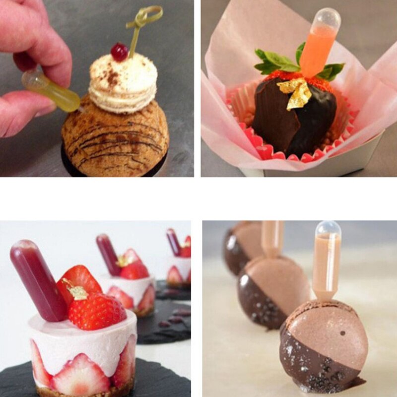 50pcs 4ml Sauce Droppers For Cupcakes Ice Cream Sauce Ketchup Pastries Macaron Stuffed Dispenser Mini Squeeze Transfer Pipettes