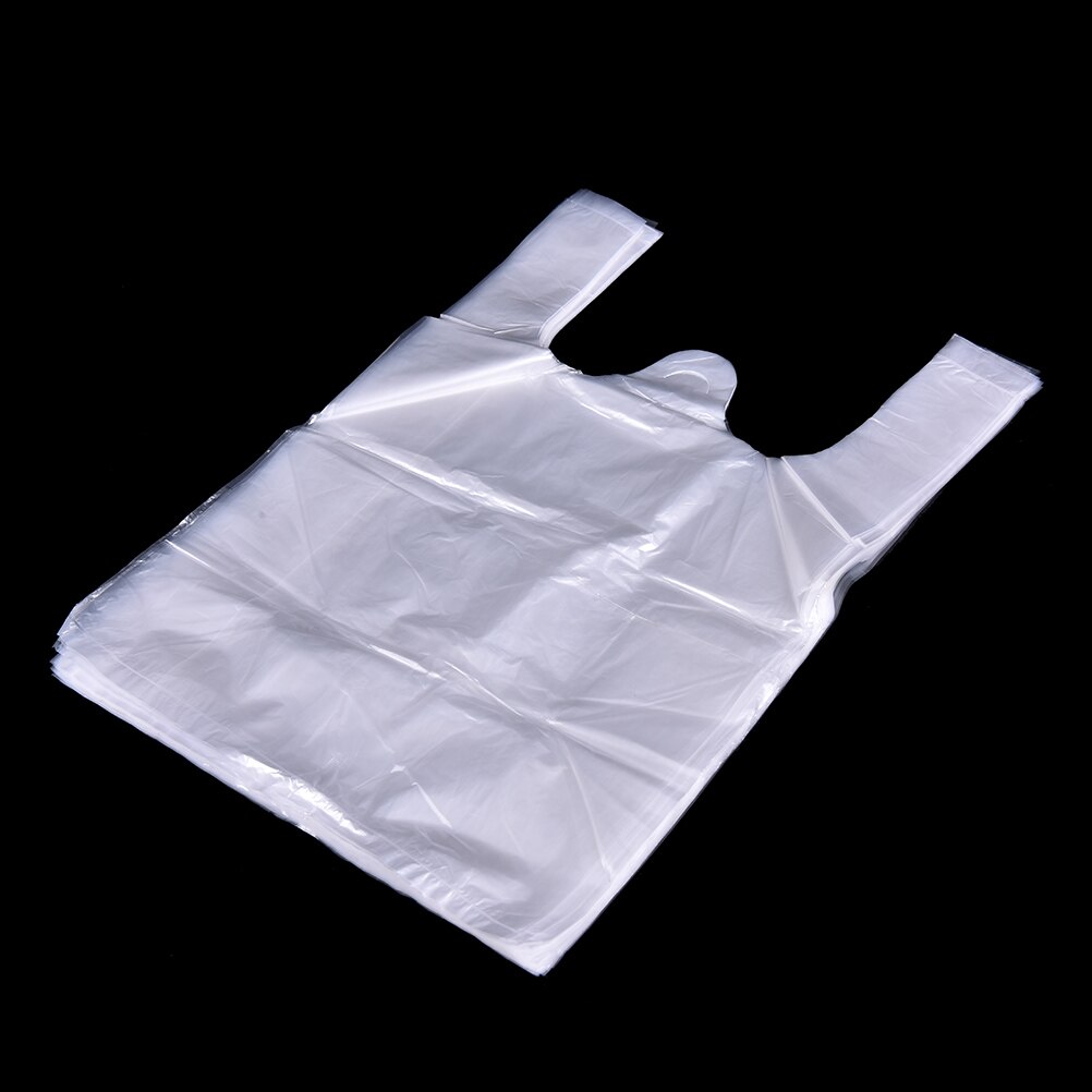 55Pcs 24*32Cm Plastic T-shirt Retail Draagbare Vest Winkelen Supermarkt Zakken Handgrepen Verpakking Witte Plastic Zakken