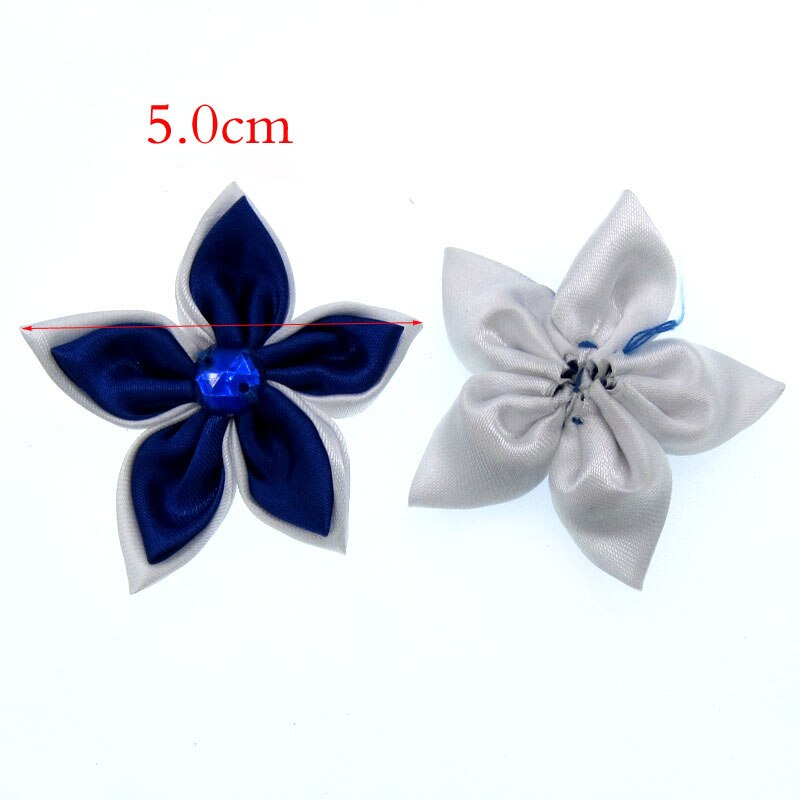 20 Stücke Satin- Blumen Strass Sternförmigen 2 Schichten Applikationen Nähen Haar Bogen Zubehör Handwerk Dekorationen 5,0 cm