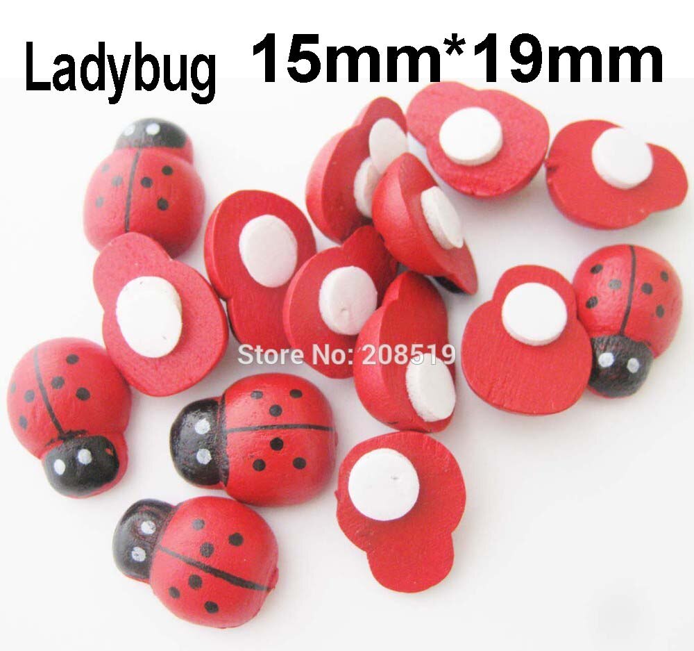 WBNAEG DIY glued flatback ladybug wood embellishment 150pcs multisizes handmade craft supplies: ladybug 15 by 19