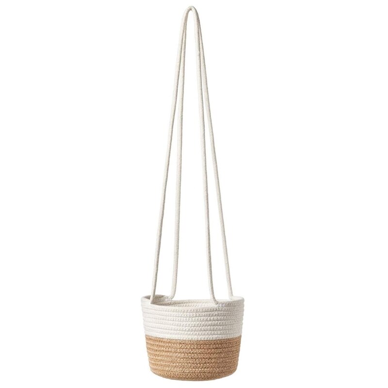 Handwoven Opknoping Planter Plant Mand Met Jute Katoenen Koord Indoor Bloempot P0RE