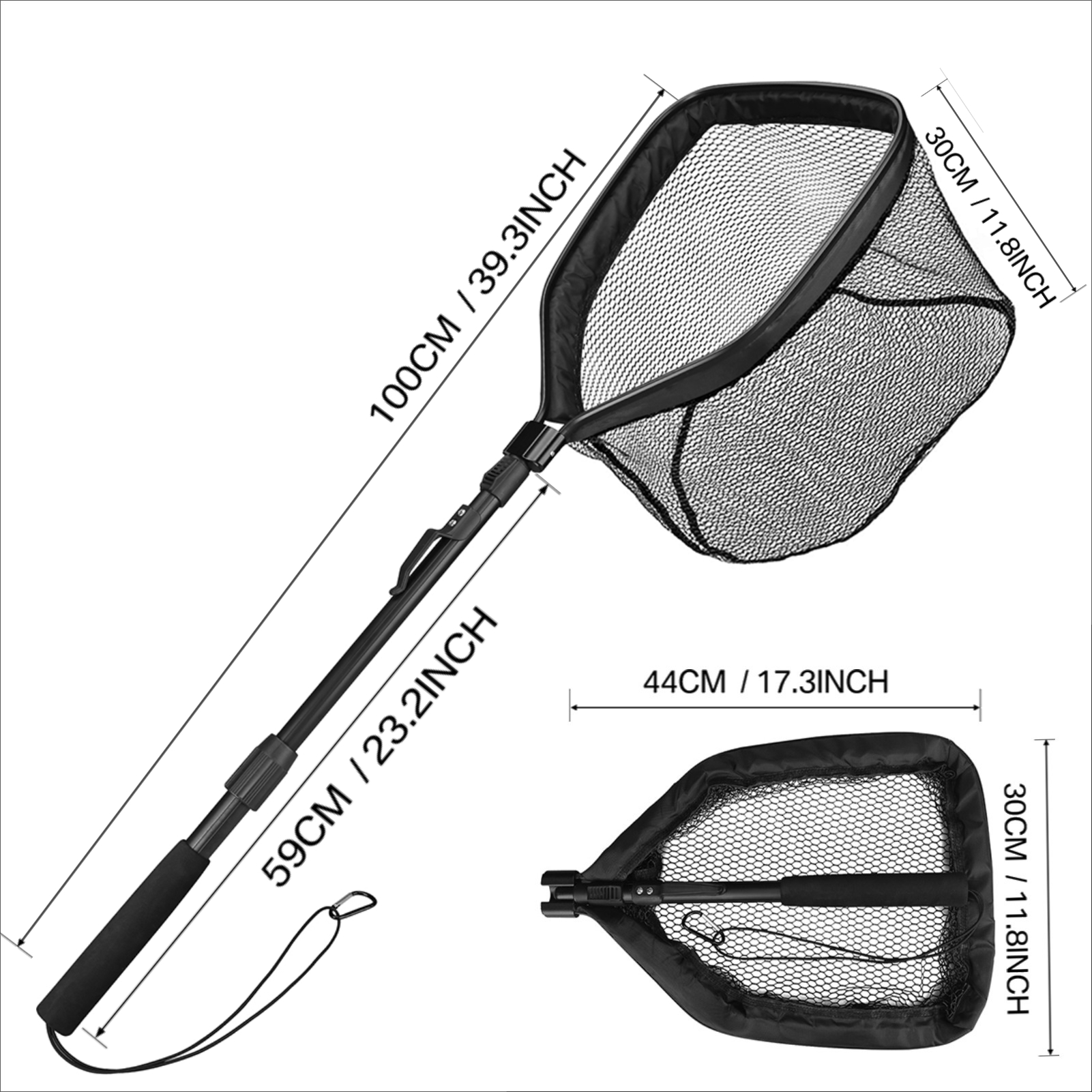 Floating Fishing Net Bass Trout Landing Net Foldable Lightweight Portable Rubber Coated Fish-Friendly Mesh Easy Catch & Release: Yellow