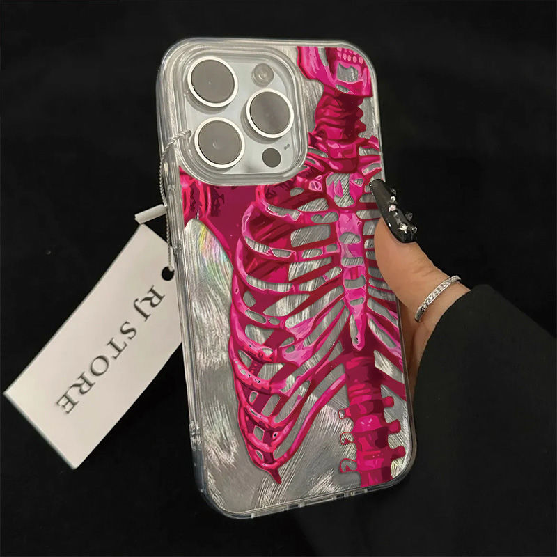 Rosa Lila Totenkopf Feder Blick Handyhülle für IPhone 16 15 14 13 12 11 Profi Max 7 8 Plus SE2 X XS Max XR stoßfeste schwer Startseite