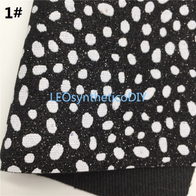 1PC 21X29CM Glitter Fabirc, Dots Printed Glitter Leather Sheets For Making Bows LEOsyntheticoDIY T433A: 1