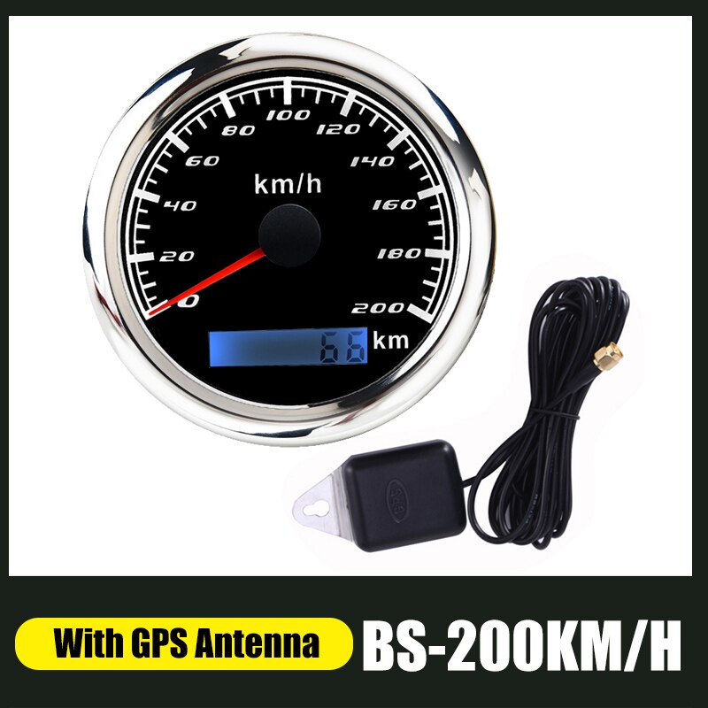 60 km/h GPS Speedometer Odometer 85mm Speed Gauge 120km/h 200km/h With GPS Antenna For Marine Boat Car ATV Truck Red Backlight: GPS 200K-BS