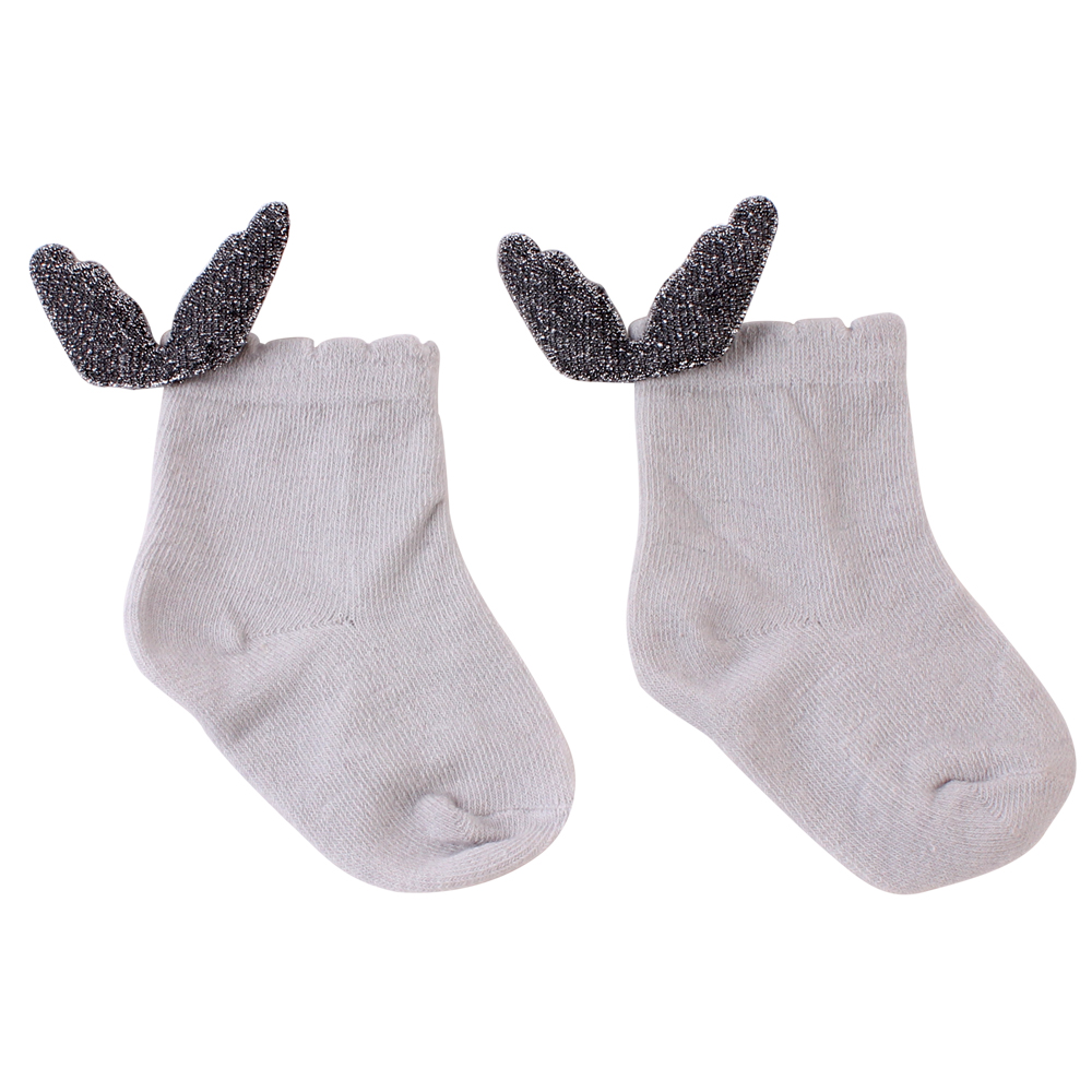 Baby Santa Socks Kids' Cute Angel Socks Soft Cotton Blends Casual Crew Sock with Wings: Gray / 0 to 1T