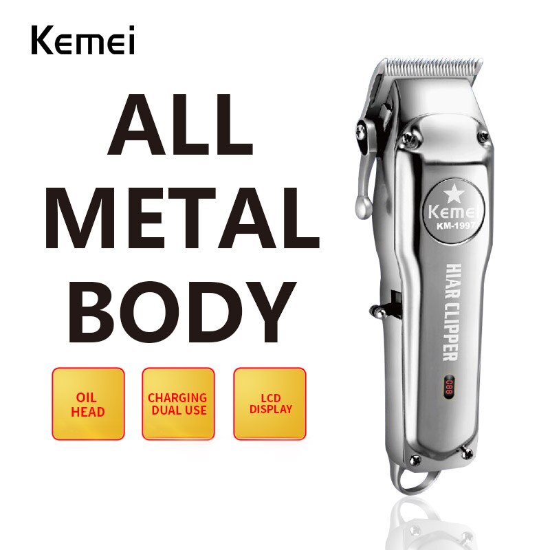 Kemei-1996 Barber Shop Rechargeable Hair Clipper All Metal Electric Hair Trimmer Beard Trimmer Haircut Machine 1997