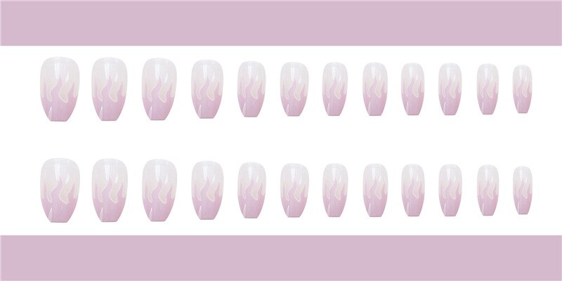 Faux-ongles européens, décoration artistique, flamme, bleu, violet, motif feu, couverture complète, pour décoration pour les ongles, nouveauté