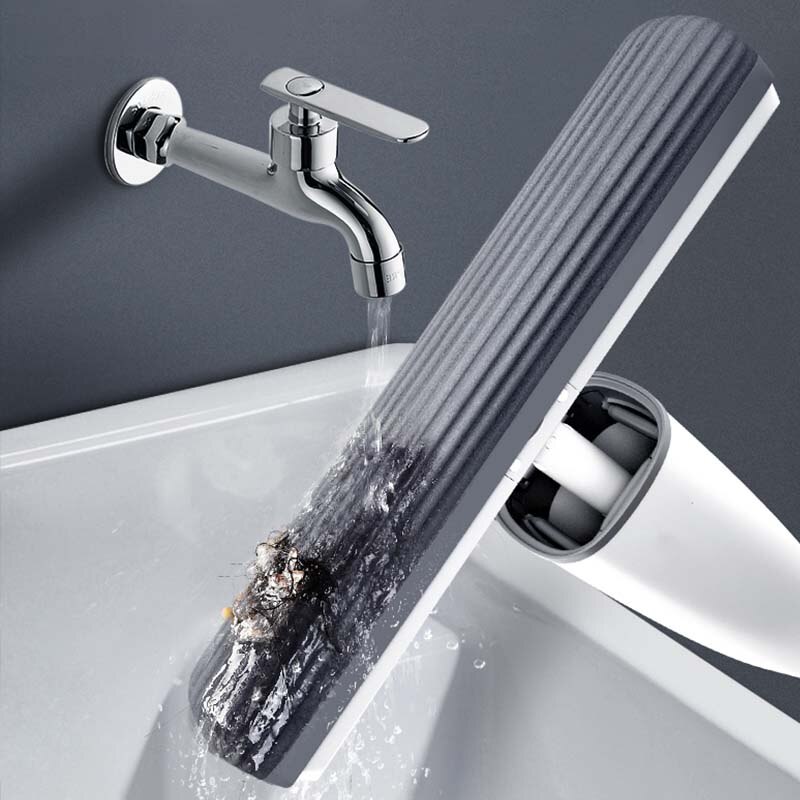 Automatic Self-Wringing Mop Flat Mop with PVA Sponge Mop Heads Floor Washing Mop for Bedroom Household Cleaning Tools