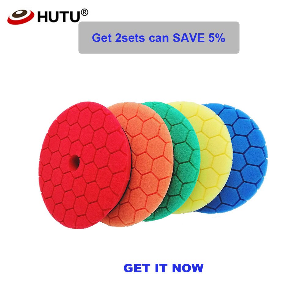 HUTU 3/5/6 Inch Sponge Polishing Pad Waxing Buffing Pads Kit Glossy Pad 125mm Car Headlights Polishing Disc For RO/DA Polishier