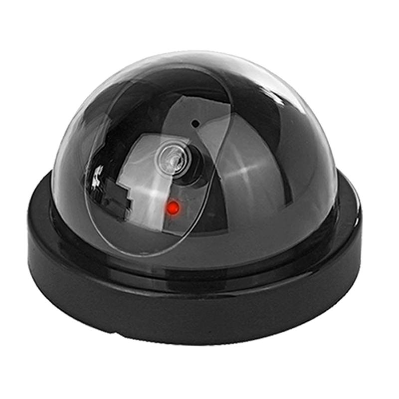 Cámara falsa simulada con luz roja LED, funciona con pilas, No requiere cableado, cámara de seguridad domo falsa para interiores y exteriores, 1 ud.: Negro