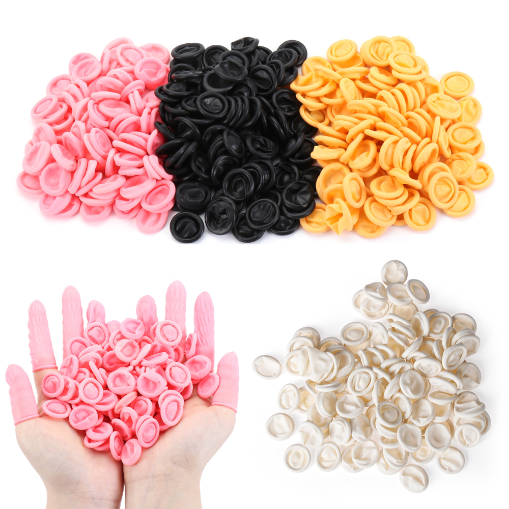 100Pcs Wegwerp Vinger Cover Rubber Handschoenen Antislip Anti-Statische Latex Vingercondoom Vingertop Protector Vinger Duim mouwen Glove