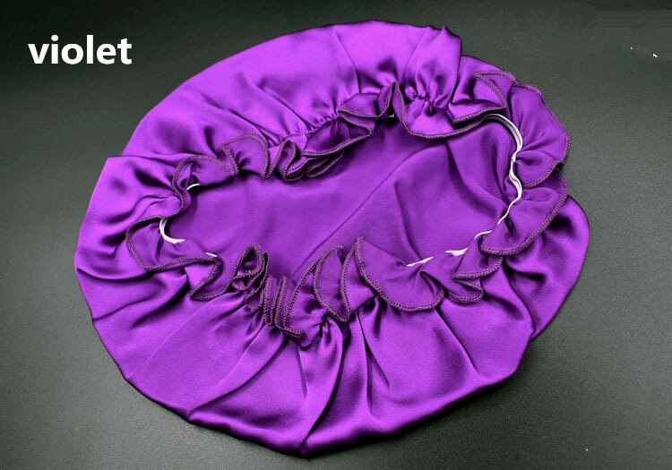 100% Mulberry Seide Kappen für Schlaf Komfortable Weiche Seide Nacht Kappe Hüte Bonnet Beanie Hut Solide Farbe Freies: violet