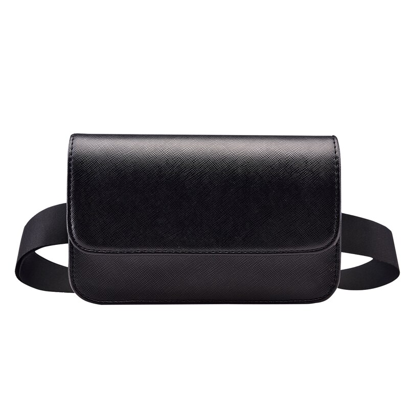 Solid afslappet kvinder taljetaske pu læder sort fanny pack til kvinder korte damer små tasker