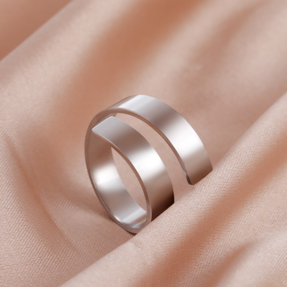 Unift regolabile in acciaio inossidabile aperto lucidato anello a spirale per le donne stile semplice gioielli di moda accessori minimalisti regali
