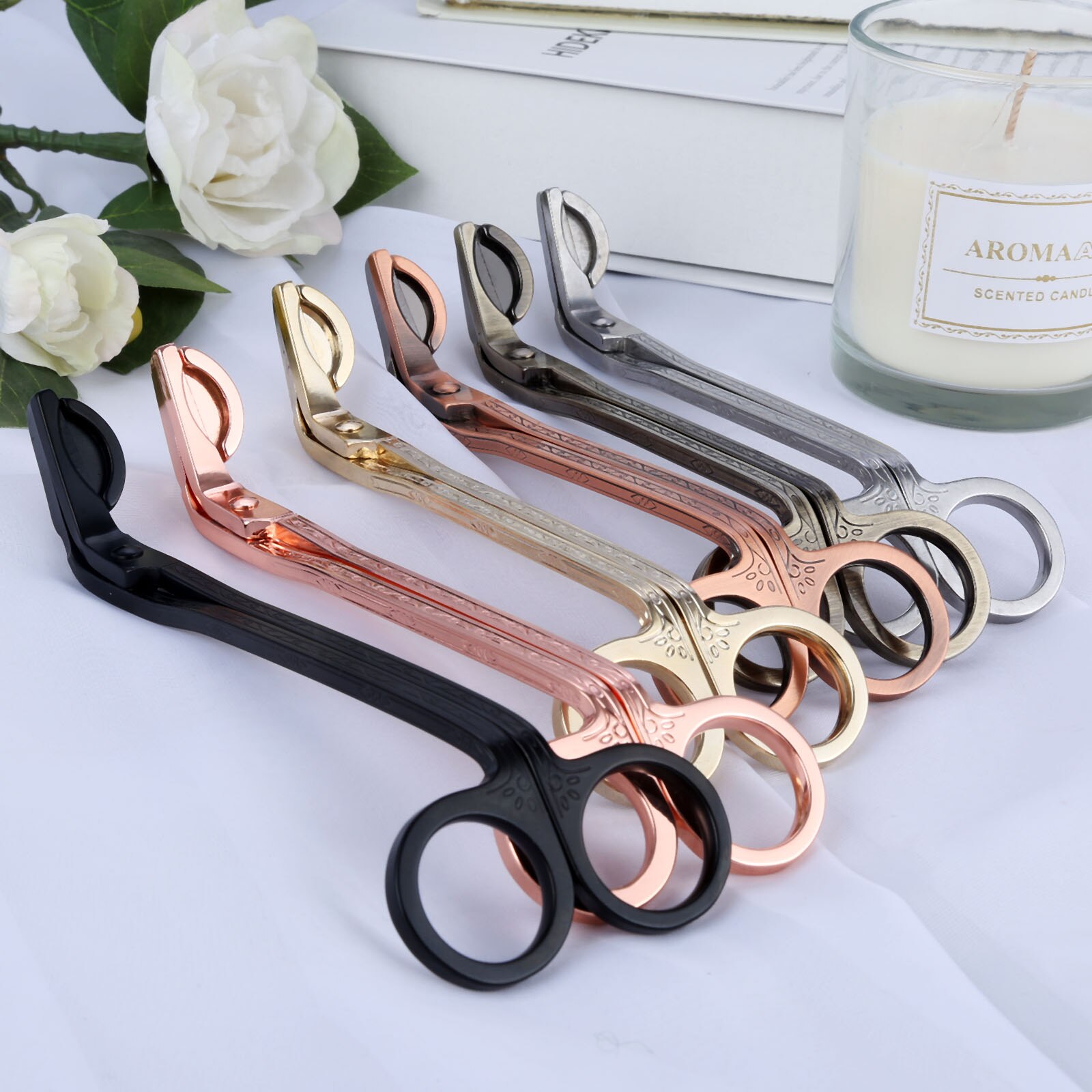 1Pc Stainless Steel Candle Wick Trimmer Oil Lamp Trim Scissor Cutter Snuffer Tool Hook Clipper Candle Accessories 180*57mm