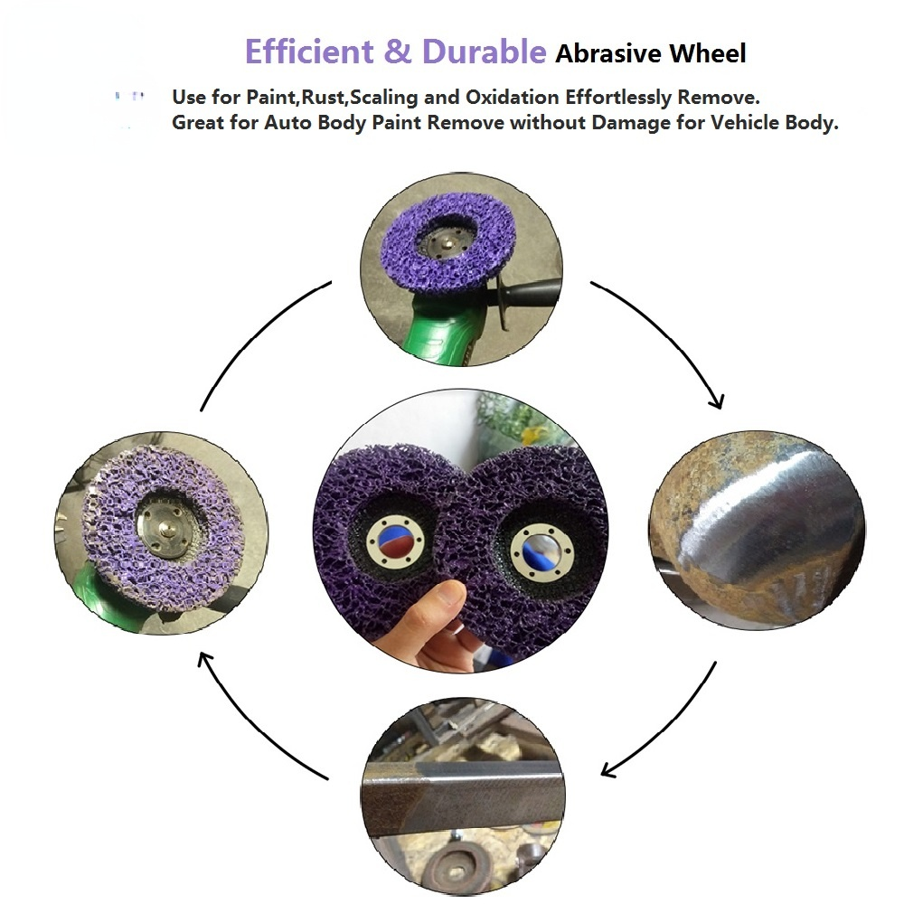 125mm Poly Strip Disc Abrasive Wheel Paint Rust Remover Clean Metal Motorcycles Grinding Wheel Tool for Angle Grinder Polish Car
