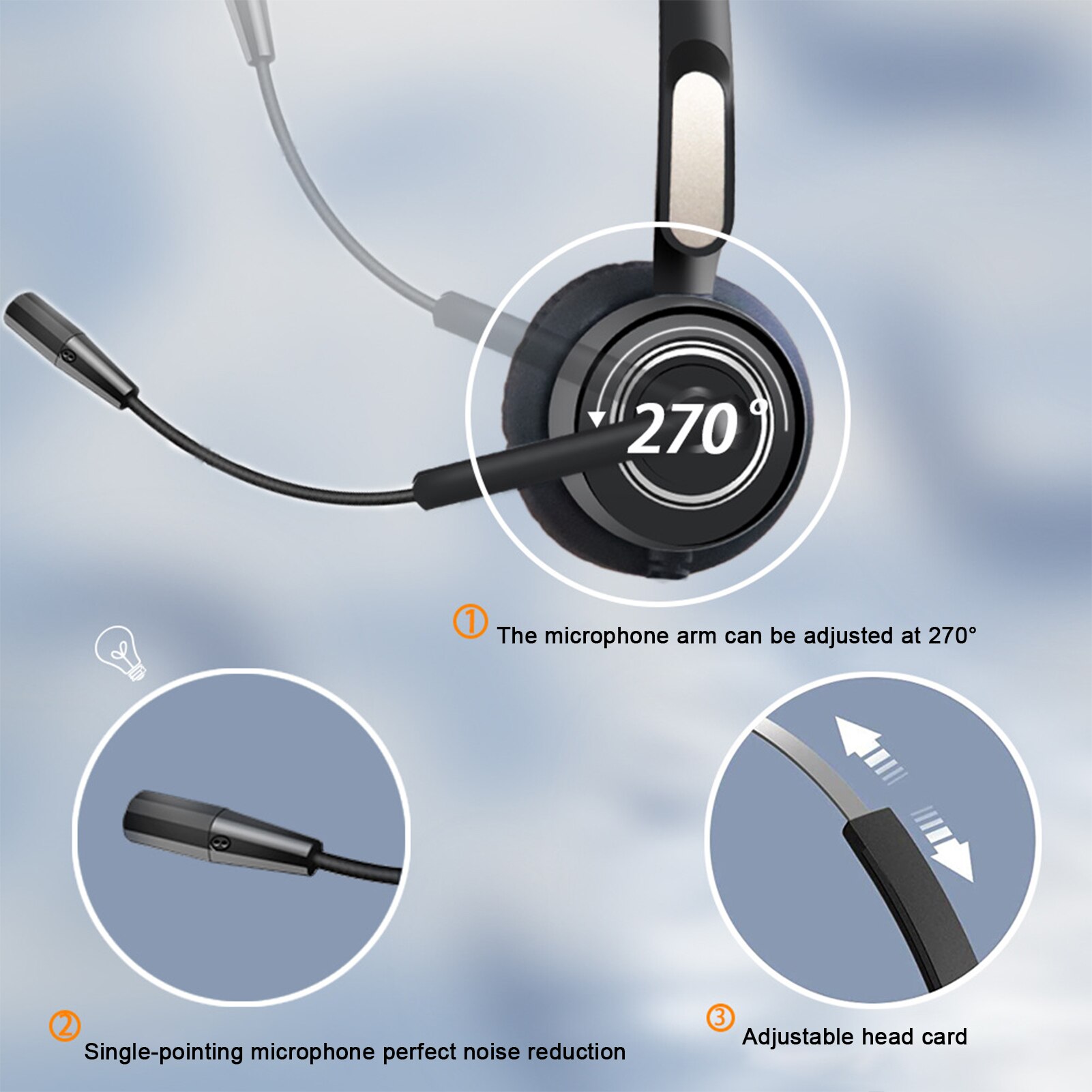 In-Line Controls Noise Cancelling Wired Headphones Microphone Universal USB Headset With Microphone For PC /Laptop/Computer