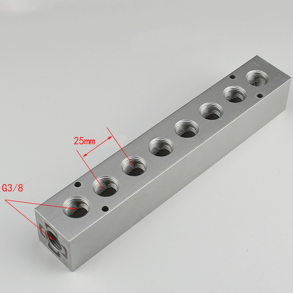 BSP-Bloque de colector de aire de aluminio sólido, compresor de aire neumático, divisor cuadrado de 3/8 pulgadas, 35x35mm, 2, 3, 4, 5, 6, 7, 8, 10, 12 vías: Gris oscuro