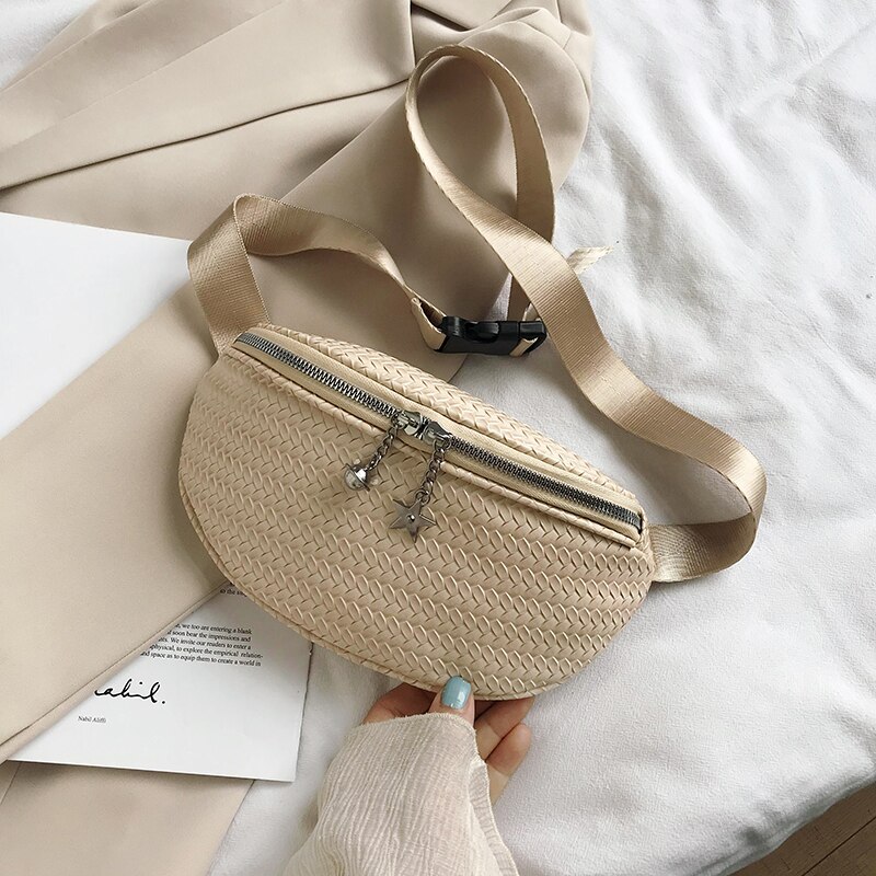 Bag ladies bag summer bag waist bag casual wild chest bag diagonal shoulder bag: Beige