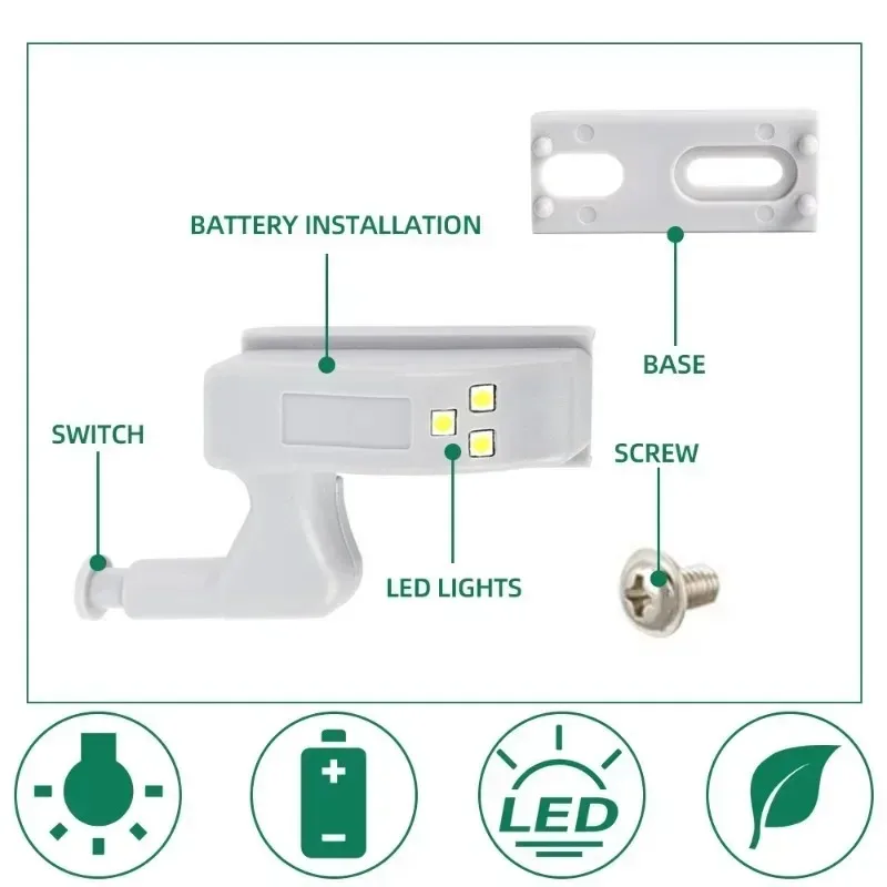 1/30 stk. universel led-lampe med indvendig hængsel, underskabslampe, garderobe, sensorlampe til skab, køkken, soveværelse, skab, natlamper