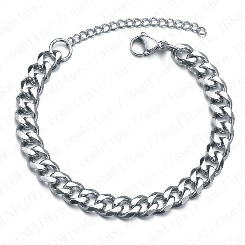Pulseira punk cubana de 7mm para homens, bracelete clássico de aço inoxidável de hip hop com fecho para presente, joia para homens, 2020: 1