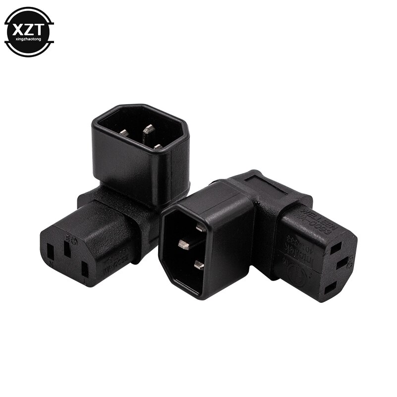 3Pin IEC Connector Down UP 90 Angled IEC 320 C14 Male to C13 Female Power Adapter Connector AC Plug for LCD Wall Mount TV