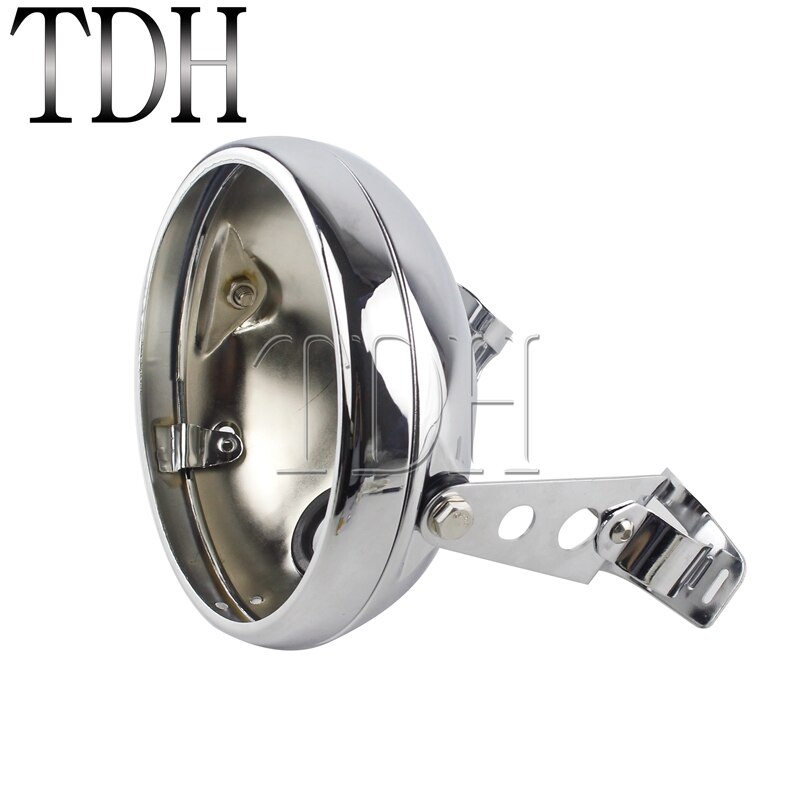 7 Inch Motorfiets Koplamp Cover Zwart Voor Harley Custom Led Koplamp Behuizing Beugel Universele Emmer Shell Vuurtoren: B Chrome