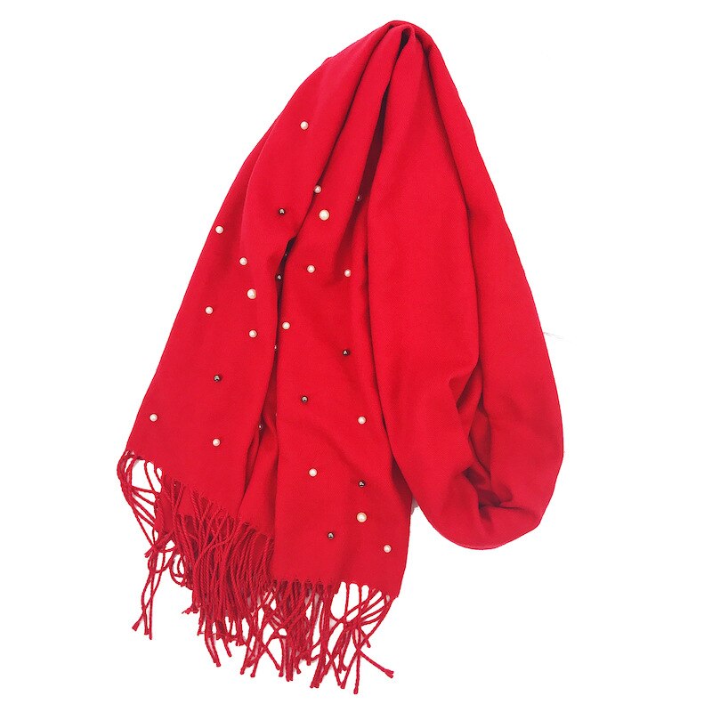 Écharpe de de luxe épais hiver femmes écharpe chaude cachemire étoile perle solide gland châle couverture pour emmailloter Hijab dame écharpe Pashmina