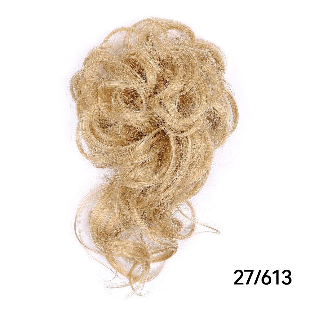 Messy Synthetic Hair Bun Scrunchy Donut Wavy Updo Elastic Scrunchie Hair Pieces Bridal Hairpiece Easy Bun Updos For Women Kids: T1/27