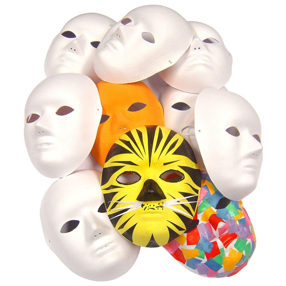 5Pcs Kostuum Mannen Vrouwen Volwassen Cosplay Biologisch Afbreekbaar DIY handgeschilderde Fancy Dress Gezichtsmasker Unpainted Witte Lege Party vlakte