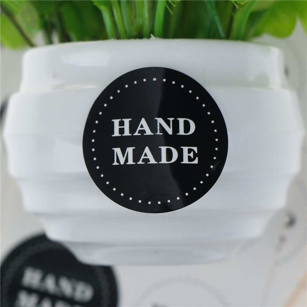 Pegatinas de papel redondas hechas a mano, blancas y negras de 4cm de diámetro 80 Uds. Para producto hecho a mano, etiquetas de para manualidades, pegatinas para sellos