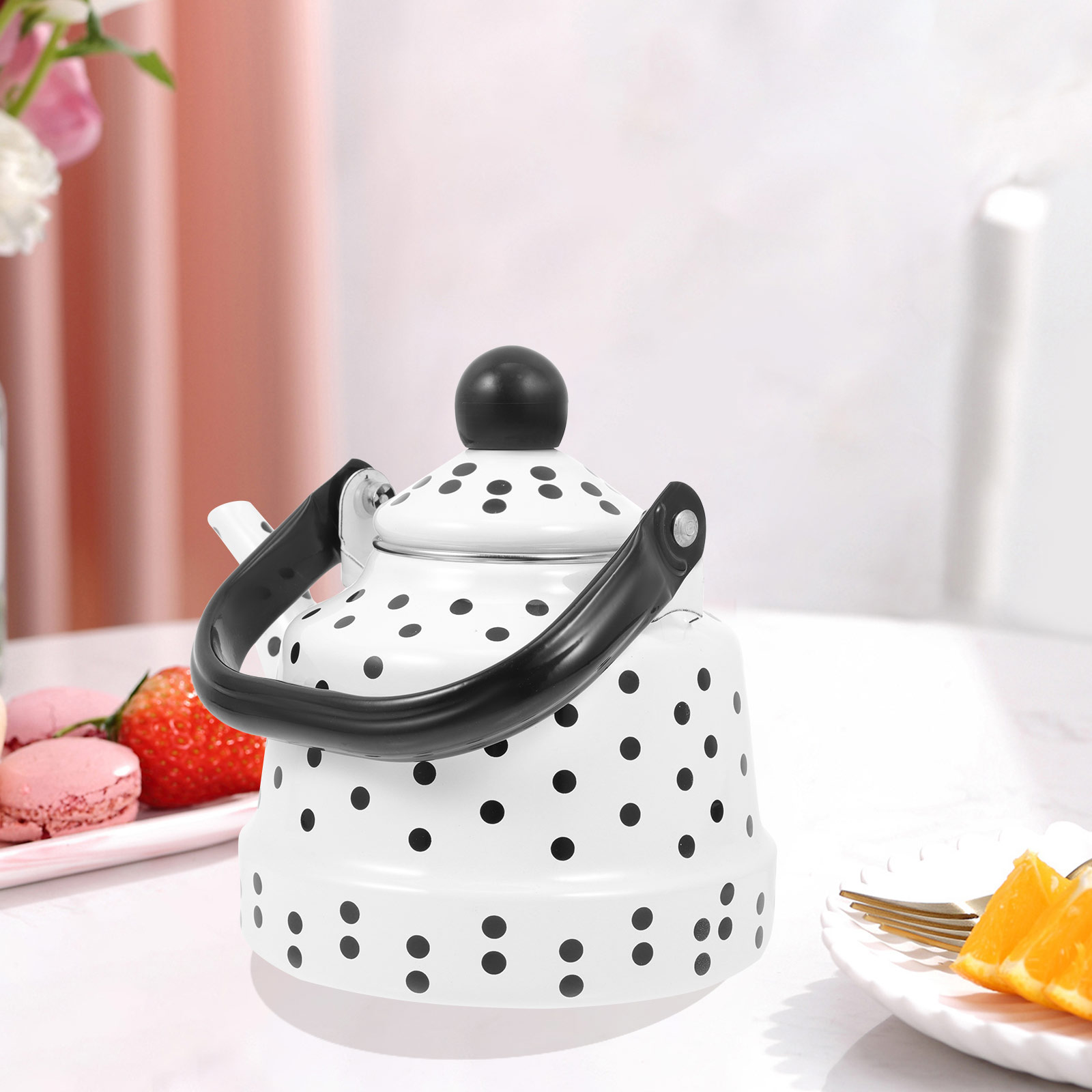 Bouilloire à eau bouillante pour maison de thé, motif de points d&#39;émail, bouilloire à eau bouillante, bouilloire domestique