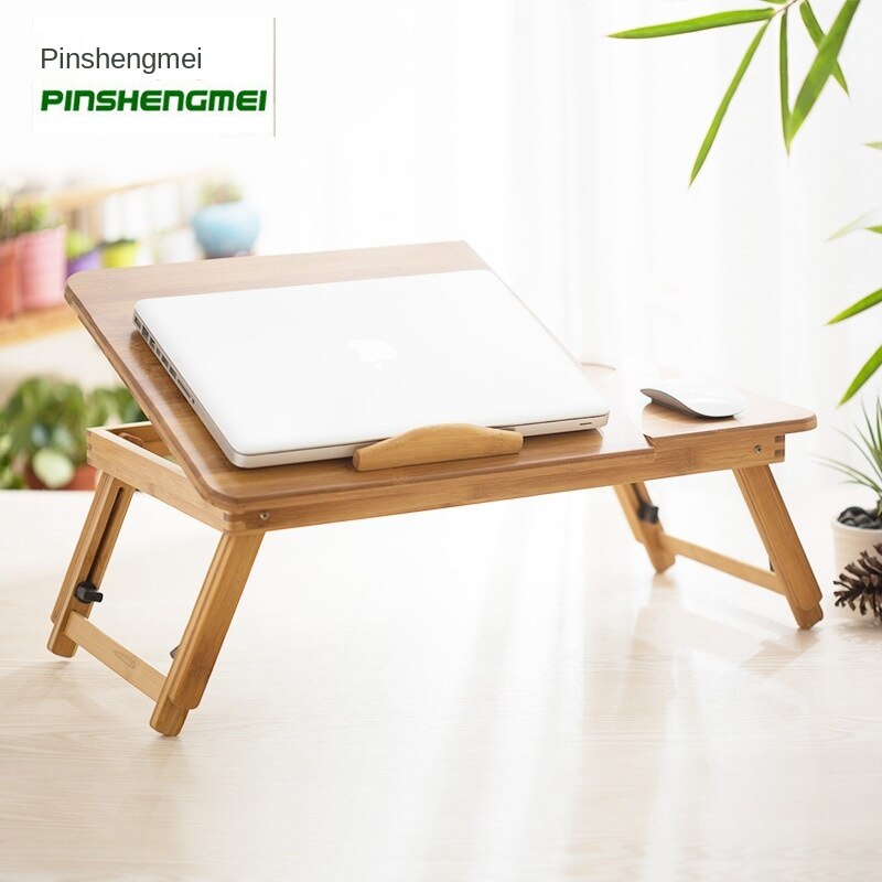 Bamboo foldable laptop table small table folding lifting desk bed side small table study desk kids breakfast table