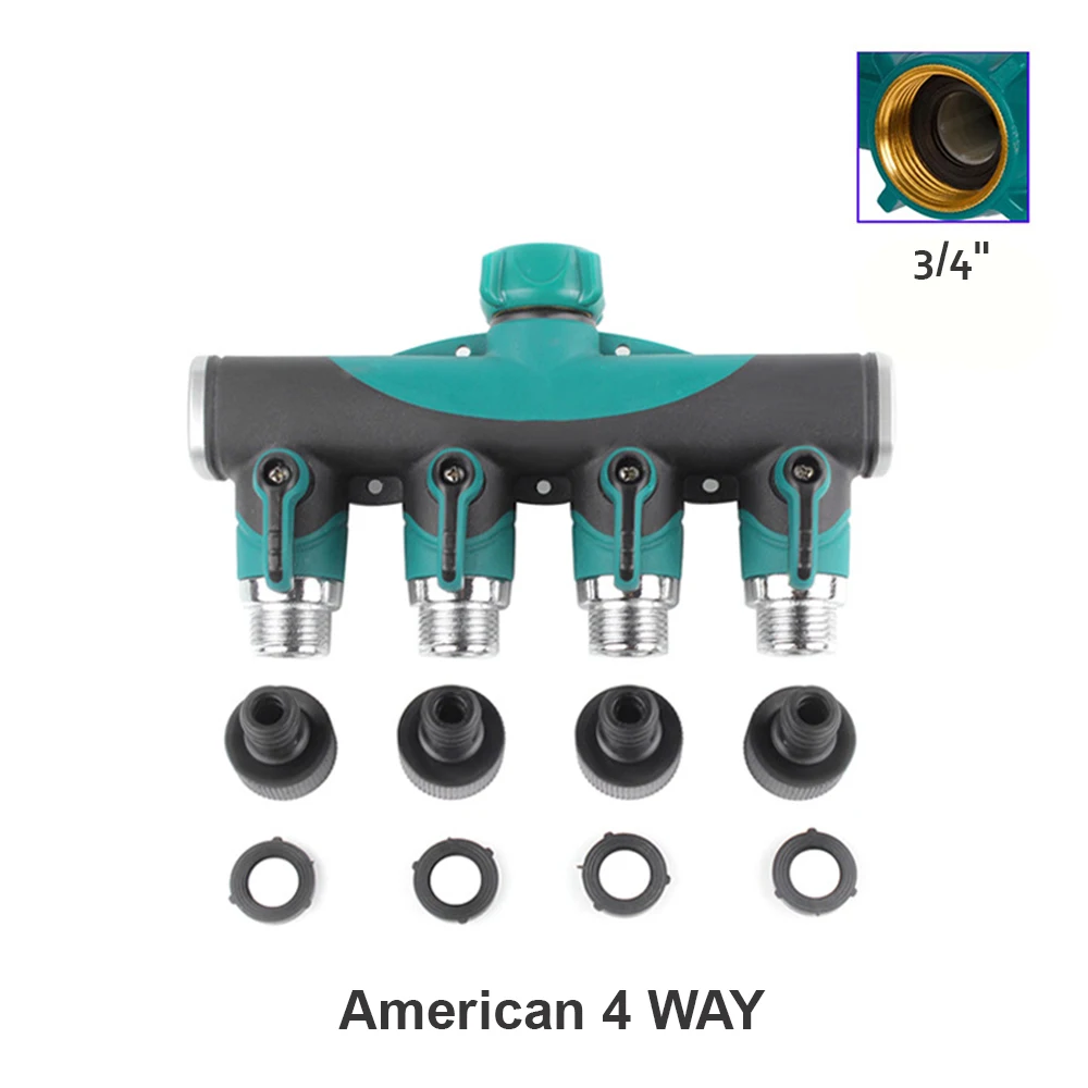 3/4 "Wasser verteiler 2 & 4 Wege, Garten y Schlauch anschluss Metallkörper, Schlauch teiler, Anschluss schlauch adapter, Schlauch teiler 2 oder 4 Ventile: Blau