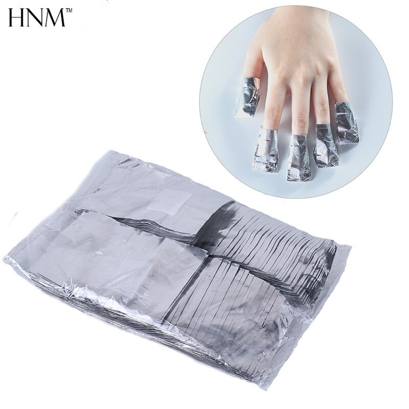 HNM 100 stks/partij Aluminiumfolie Nail Art Losweken Acryl Gel Nagellak Removal Wraps Remover Voor Nail Gel