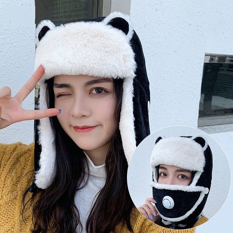 Winter Hat Women Woman Ear Cover Cap Fluffy Bucket Hat: A5corduroy