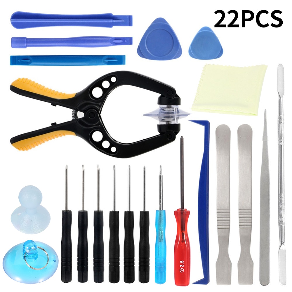 22 pièces outils de réparation de téléphone portable Multitool tournevis ensemble écran ouverture ventouse pour tablette iPhone iPad ordinateur portable