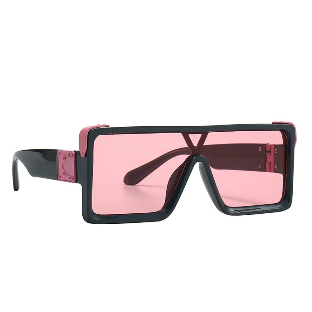 estilo Vintage negro blanco cuadrado gafas de sol de gran tamaño hombres una pieza Hip Hop gafas de sol: 5
